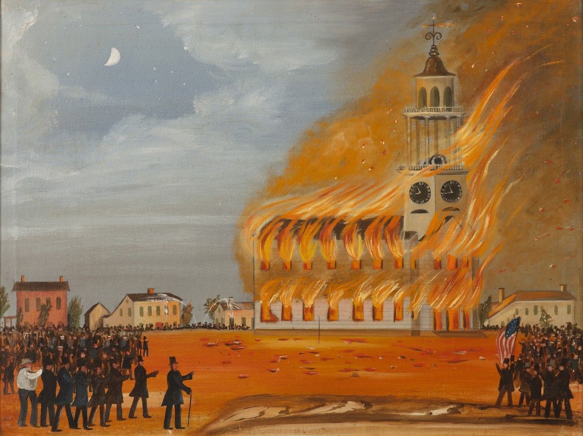 John Hilling (1822-1894), Burning the Old South Church, c. 1854, Oil on Canvas