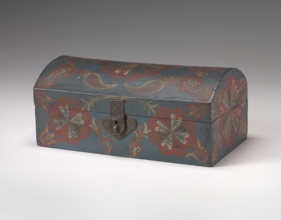 Unidentified Artist, Dome-Top Box, 1800-1840, poplar, white pine, tin-plated sheet iron, and paint