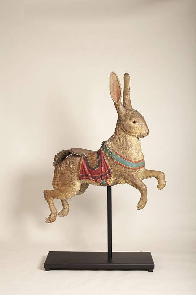 Attributed to the Dentzel Company; possibly Salvatore Cernigliaro (1879-1974), Rabbit Carousel Figure, c. 1910, basswood and pain