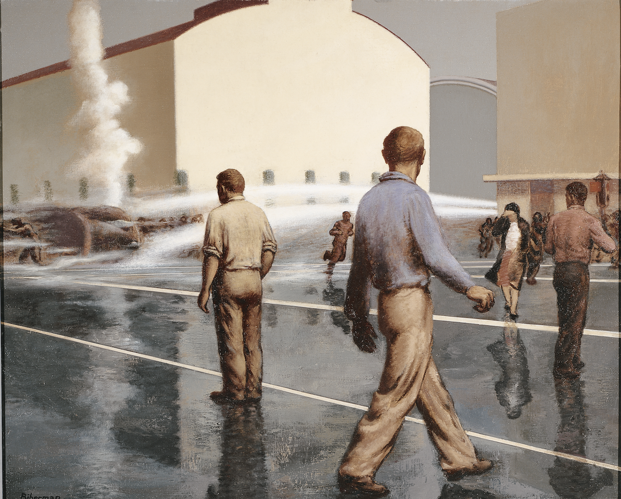 Edward Biberman (1904–1986), Tear Gas and Water Hoses, 1945, Oil on canvas