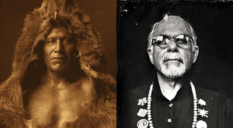 Photographs by Edward S. Curtis (left) and Will Wilson