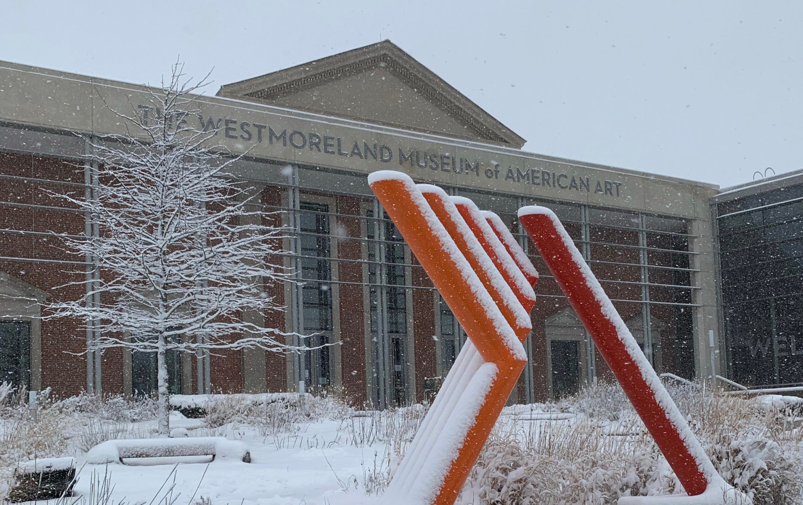Front of WMAA covered in Snow