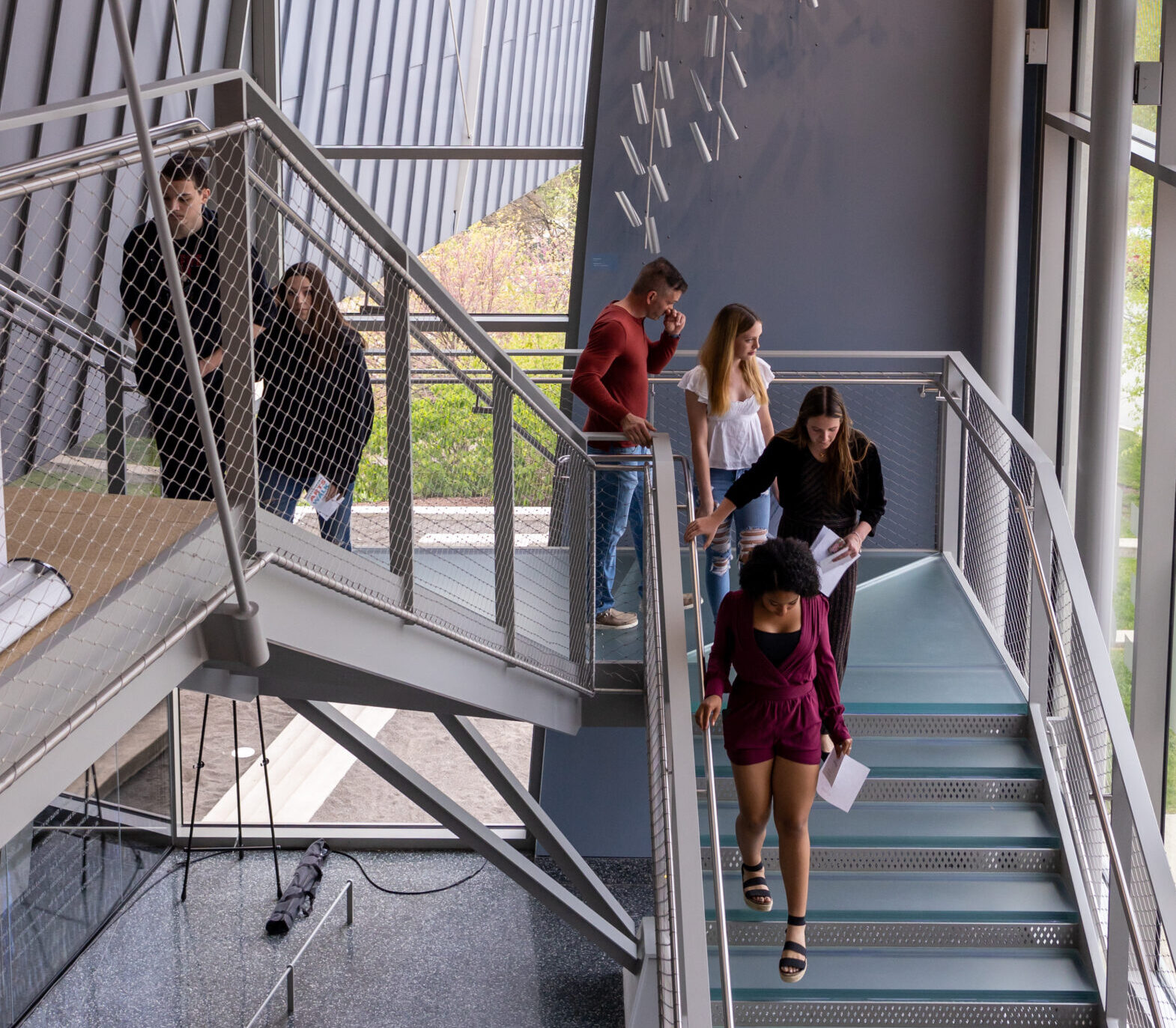 Teen visitors on Atrium staircase