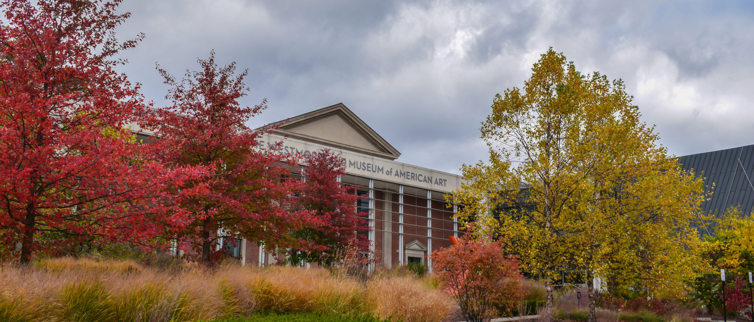 Exterior image of the Museum in autumn with leaves on trees changing colors